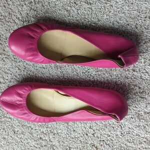 JCrew Hot Pink Leather Ballet Flats 9.5M worn